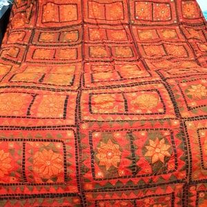 Hand embroidered bed cover